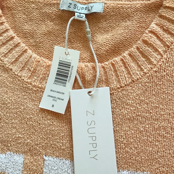 NWT Z SUPPLY OVERSIZED ORANGE CREAM BEACH SWEATER - Picture 5 of 10